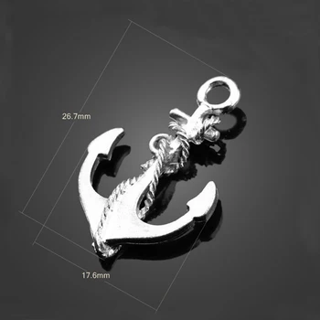 

10pcs/lot High quality Alloy Charms Silver Retro Jewelry Accessories Anchor DIY Charms Pendants for Making necklace 17.6*26.7mm