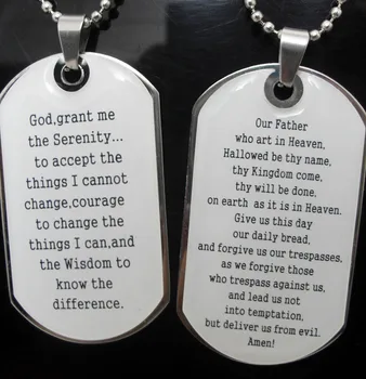 

10pcs English Lord's / Serenity Prayer Bible Men's Stainless Steel pendant Necklace ( With Chain) Wholesale Fashion Jewelry