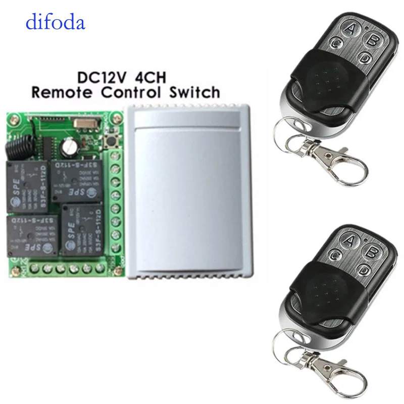 

433Mhz Universal Wireless Remote Control Switch DC12V 4CH relay Receiver Module and 2pcs 4 channel RF Remote 433 Mhz Transmitter