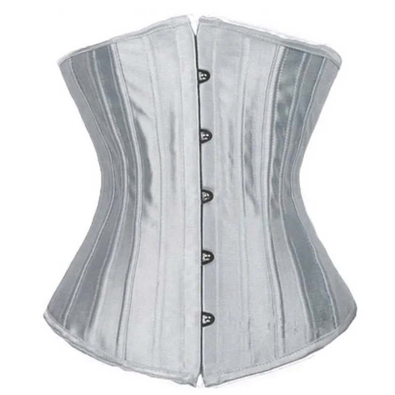 White Satin Steel Boned Waist Trainer Tummy Control Women Waist Bodycon