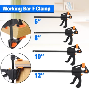 

1PC 6/8/10/12 Inch Wood Working Bar Release Squeeze Hand Tool F Clamp Grip Ratchet Woodworking F-Clamp