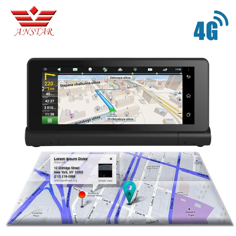 ANSTAR 4G Автомобильный видеорегистратор GPS камера навигатор 6 84 &quotAndroid 5 0 Bluetooth HD1080P
