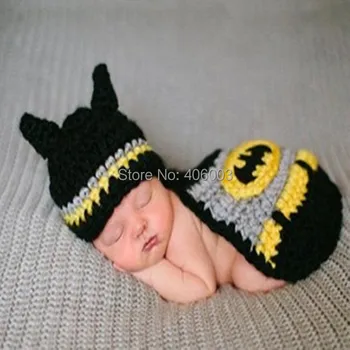 

Batman Crochet Hats Baby Props Newborn Photography Props Costume Outfit 1Sets