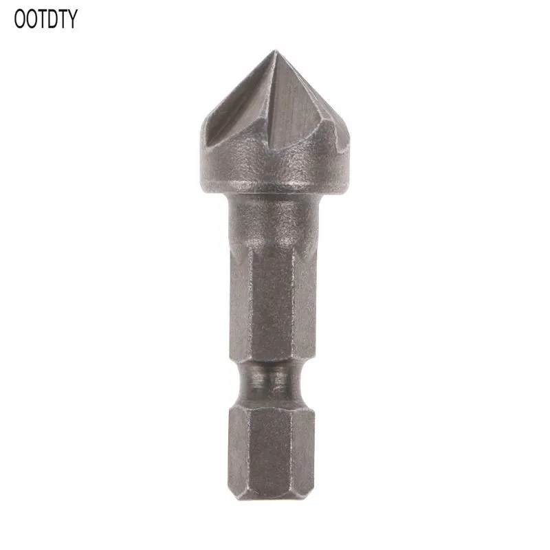 

OOTDTY 6 Flute Countersink Drill Bit 90 Degree Point Angle Chamfer Cutting Woodworking Tool
