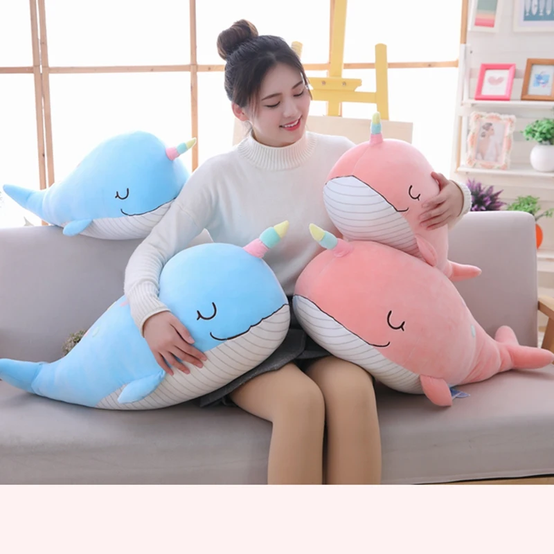 60/80 см Kawaii милый кит плюшевые игрушки мягкие милые подушки морские животные куклы для детей, подарки для девочек прекрасный подарок на день рождения