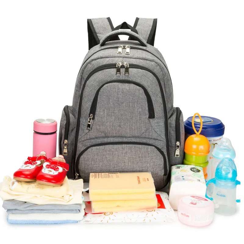 Baby Diaper Bag For Boys Girls Stoller Mother Wetbag Multifunctional Mummy Backpack Large Capacity Nappy Bags Gray Changing Bag (8)