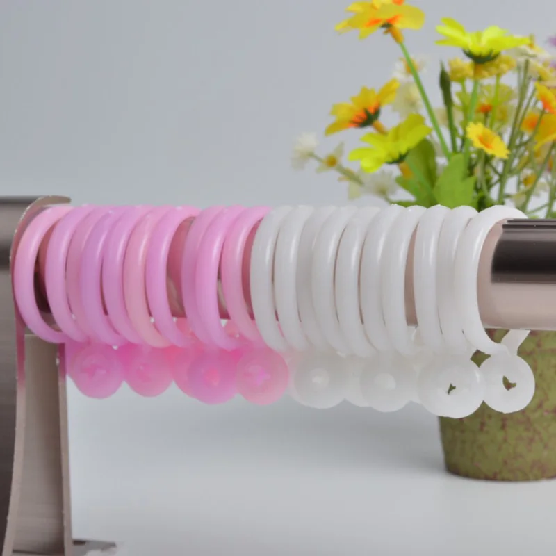 

15PCS/lot Dia.3.5cm 2 Colors PP Plastic Buckles Split ring shower curtain buckle Rome pole ring rhinestone bikini connectors edc