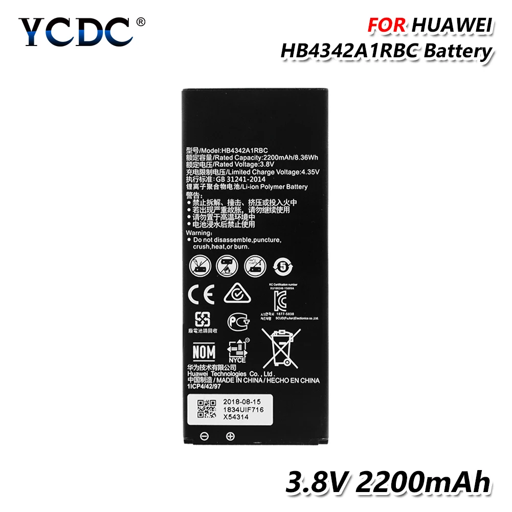 

HB4342A1RBC 3.8V 2200mAh Battery For Huawei Y5 II Y5II Y6 Ascend Honor 4A 5A Mobile Phone Battery Cell smart phone