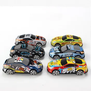 

6pcs/opp bag Alloy Iron Car 1:64 Different Patterned Colored Toy Cars Cartoon mini Cheap Toy Car For Children