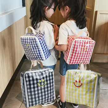 

Toddler Kids Children Transparent Boy Girl Plaid Backpack Schoolbag Bag Rucksack