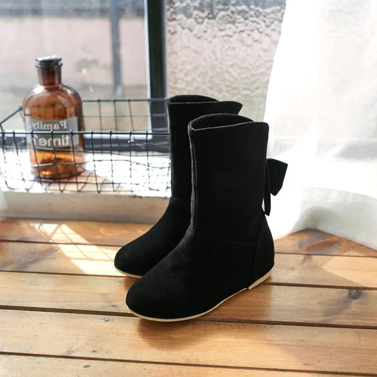 Big Size 11 12 13 14 The Trend of Butterfly-knot Sleeve in Boots after Rising in the Round Head of Europeans and Americans