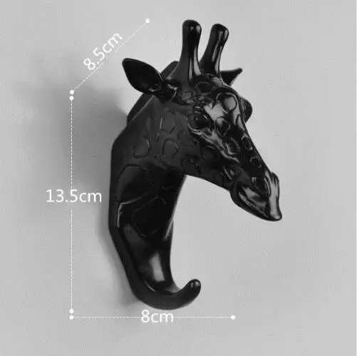 1PCS home decoration natural resin animal hook wall storage clothes hat key organizer giraffe elephant rhinoceros hook - Цвет: J