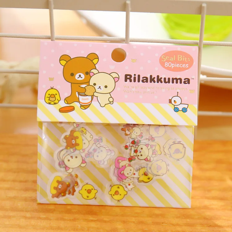 80 шт./лот Мини мультфильм Rilakkuma стикер s Скрапбукинг Diy милый прекрасный прозрачный ПВХ наклейка с медведем для дневников школьников - Цвет: 2