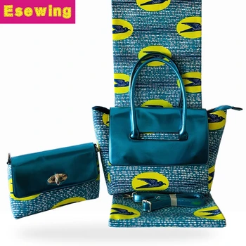 

2019 Lastest African wax bag set,high quality 100% cotton real Nigerian wax fabric 6 yards with fashion handbag for church party