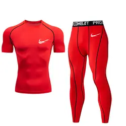 Compressed Muscle для мужчин спортивная Demix комплект для бега фитнес обтягивающая футболка леггинсы шорты рубашка фитнес спортивный комплект