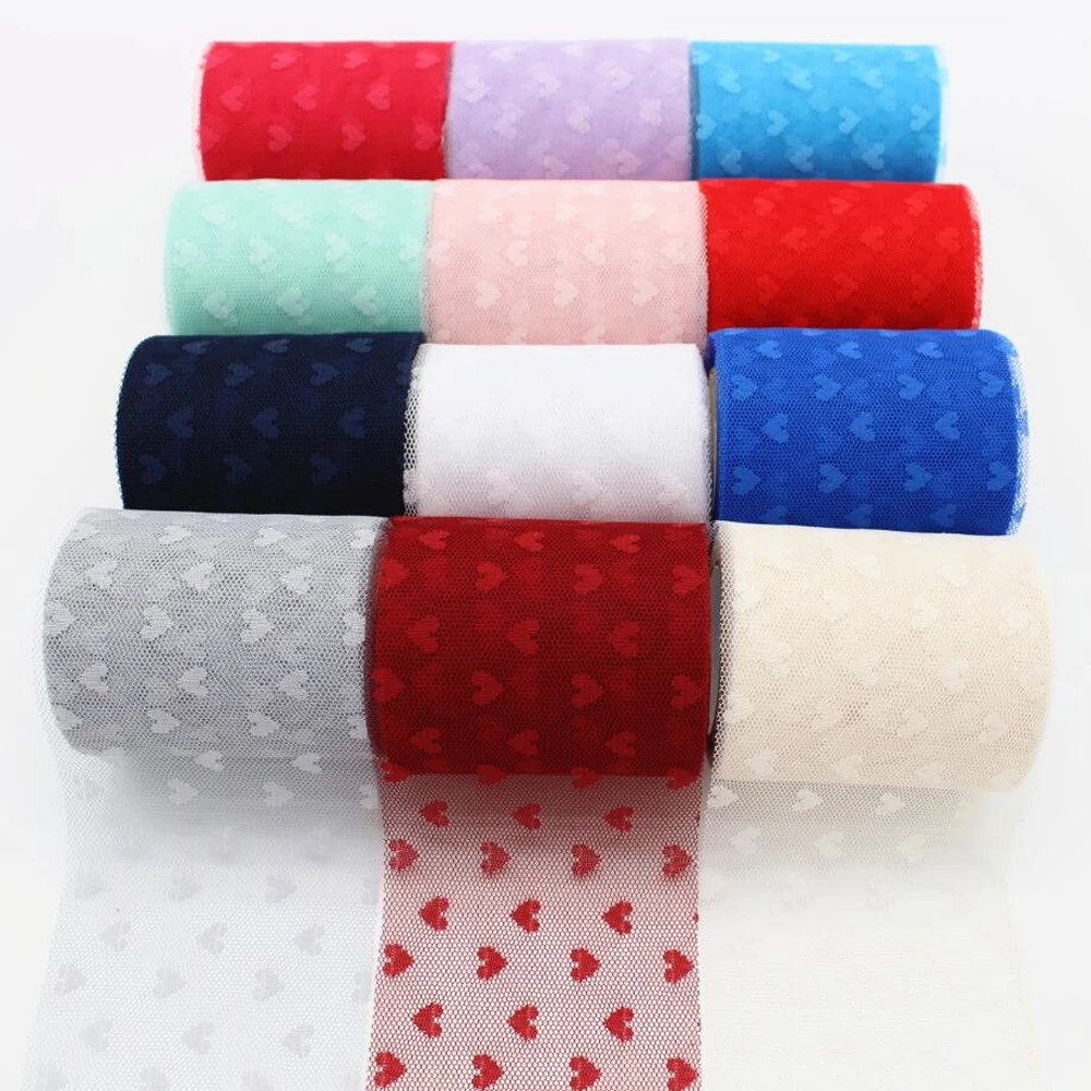 

3 '7.5cm10 yards/volume Transparent/heart DIY handmade material Tulle roll ribbon Tutu Wedding New Year decoration 75mm