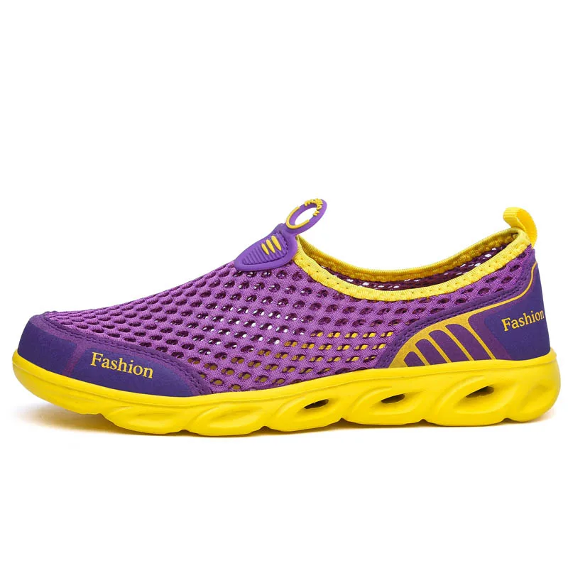 Новые летние мужские туфли для ходьбы в воде дышащая мужская обувь для плавания уличные Нескользящие водные кроссовки Подводные ботинки - Цвет: Purple