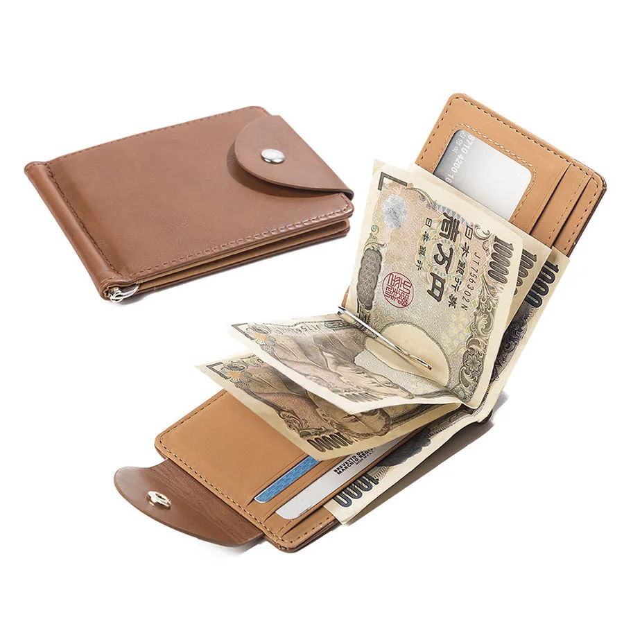 

2019 Fashion Money Clips Men Wallet Purse Ultrathin Slim Wallet Mini Genuine Leather Wallet ID Credit Card Cases