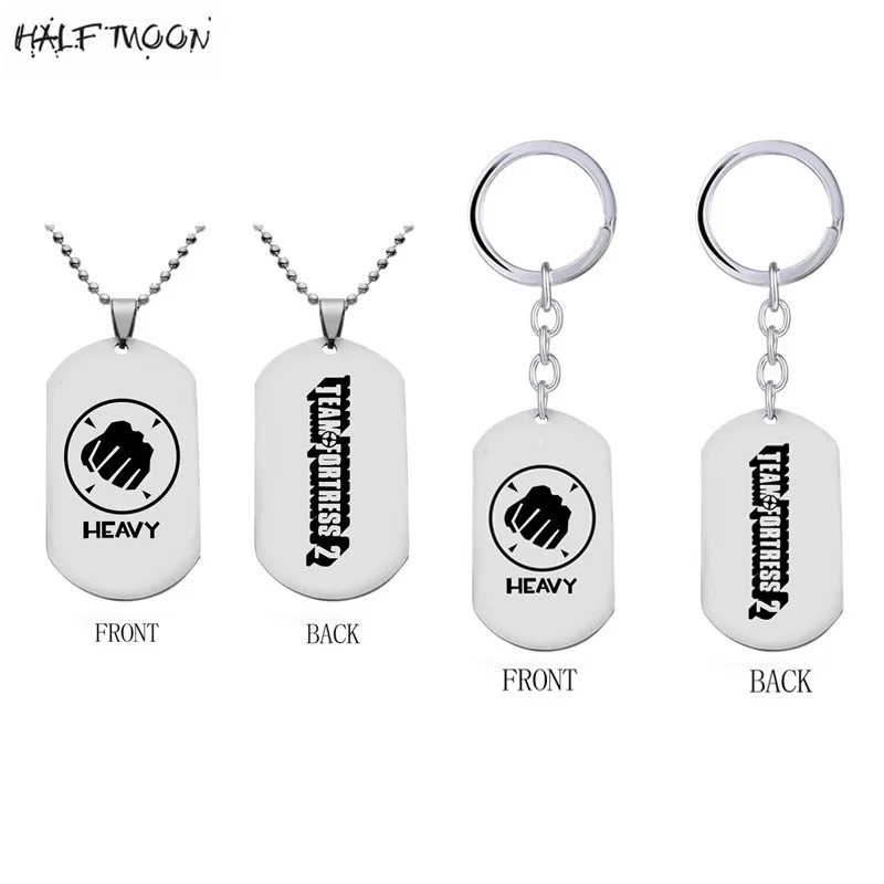 

Game Team Fortress 2 Keychain Metal TF2 Heavy Key Ring Beads Chain Dog Tag Porte Clef Kolye For Men Bag Jewelry llavero Colar