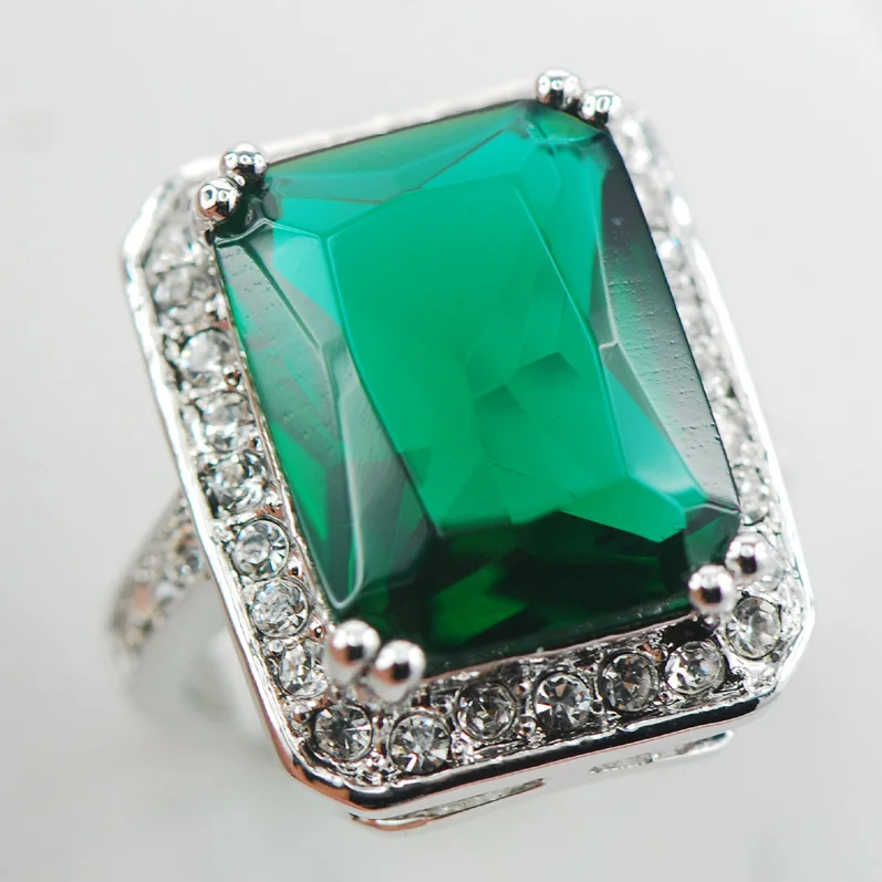 

Simulated Emerald Fashion Women 925 Sterling Silver Ring F890 Size 6 7 8 9 10