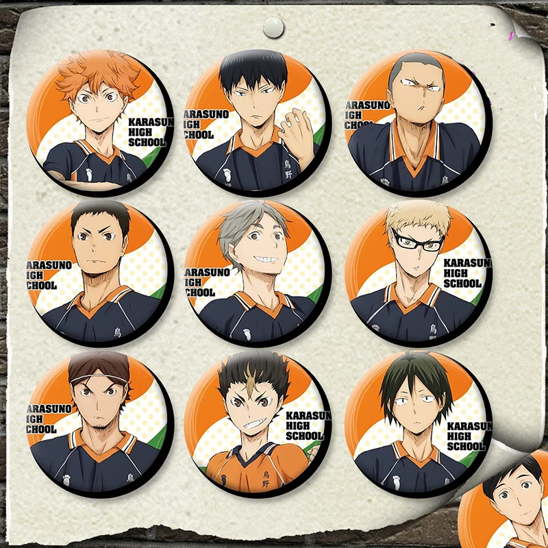 ZXFJXR 58 мм Haikyuu Hinata kageyama Tobio Sugawara полный набор школьников волейбол болельщиков значки брошь спортивные значки на булавке