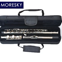 MORESKY-flûte de Concert plaquée Nickel/argent avec clé E, clé C, Cupronickel, trous de fermeture/ouverture, 16/17