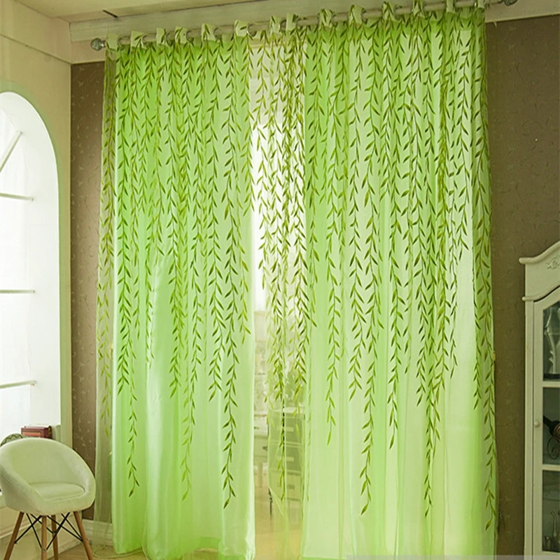 Patrón de sauce transparente gasa lujo Jacquard cortinas puerta ventana cortinas sala de estar dormitorio Decoración|decoration pattern|decorative decorativedecoration living - AliExpress