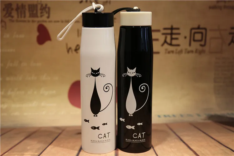 VILEAD кошка нержавеющая сталь термальная бутылка для воды Спорт на открытом воздухе портативный прямой Термос Термосы с веревкой подарок для влюбленных