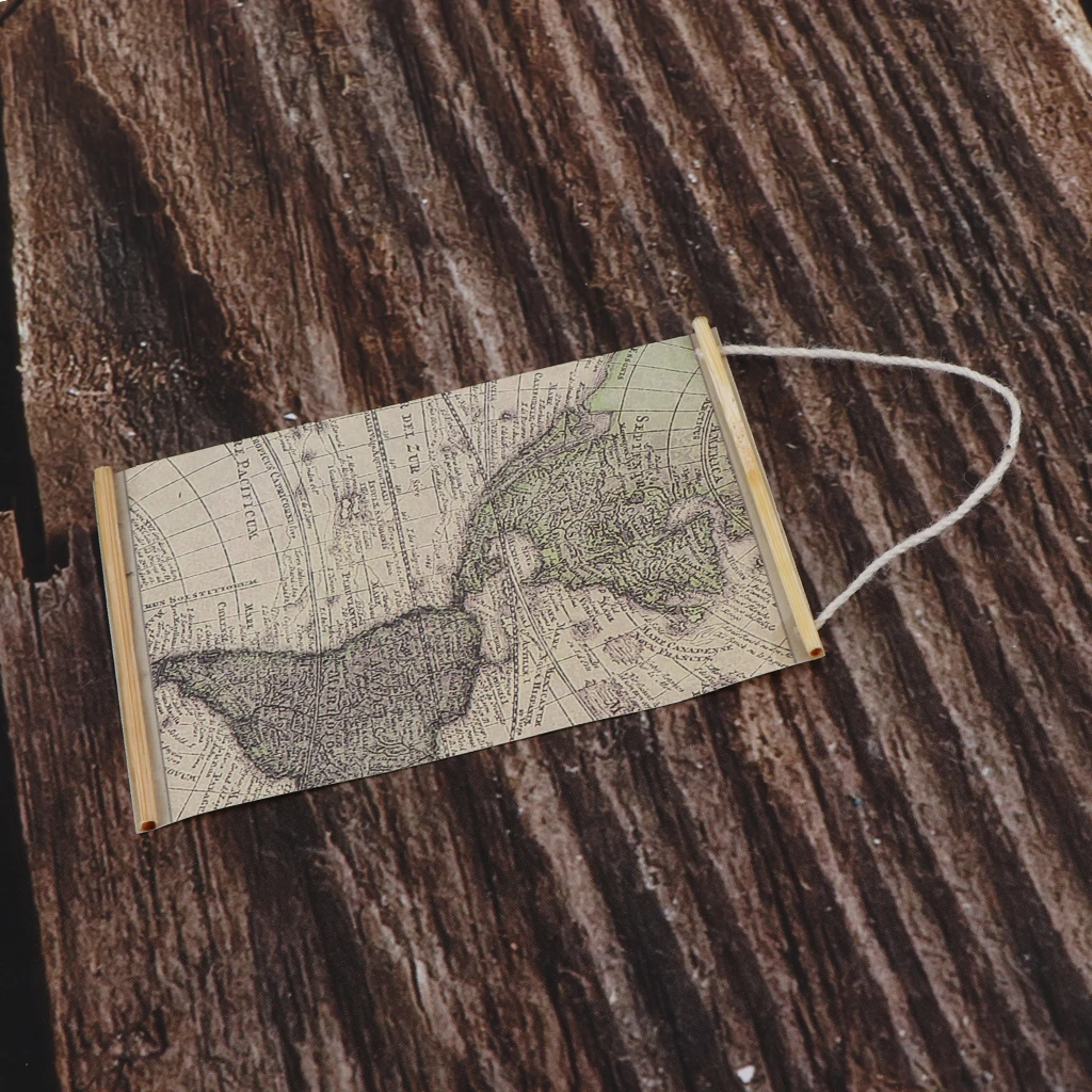 Miniature Vintage Mini Map of the Americas for 1/6 1/12 Scale Dollhouse Room Wall Ornament Dollhouse Accessories