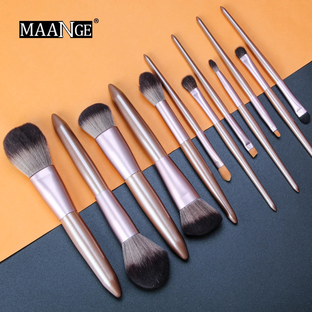 

MAANGE Pro 10/11/12 Pcs Beauty Makeup Brushes Set Foundation Powder Blush Eye Shadow Lip Blend Cosmetic Make Up Brush Tool Kit