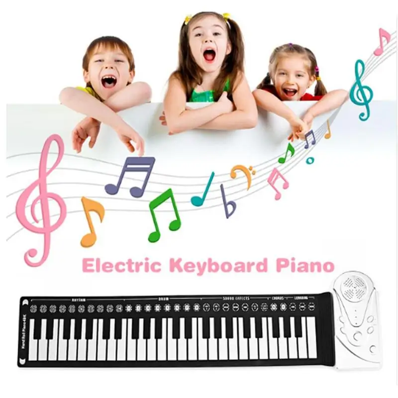  Portable Flexible Digital Keyboard Piano 37/49 Keys Flexible Silicone Electronic Roll Up Piano Chil