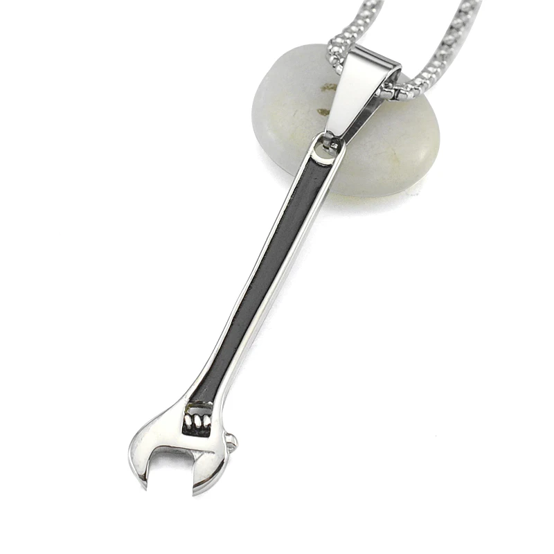 Buy Silver Tone Stainless Steel Black Enamel Mechanic