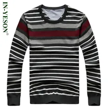 New IN-YESON Brand Striped Sweater Men Autumn Winter O-Neck Knitted Wear Fashion Casual High Quality Fitness Men’s Sweater