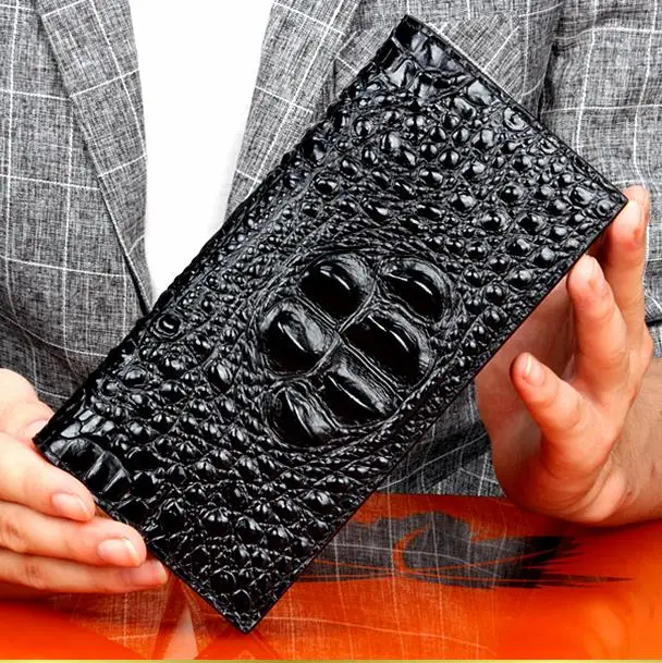 

free shipping DHL Crocodile-print leather long wallet for men