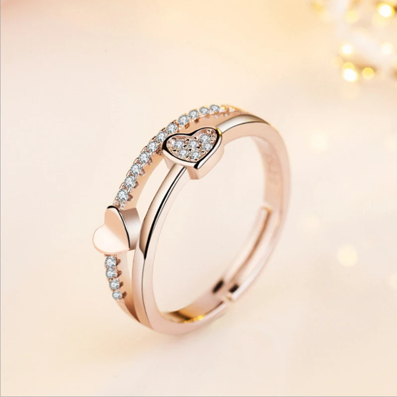 Кольца в форме сердца для женщин регулируемые уникальные простые Bijoux Love