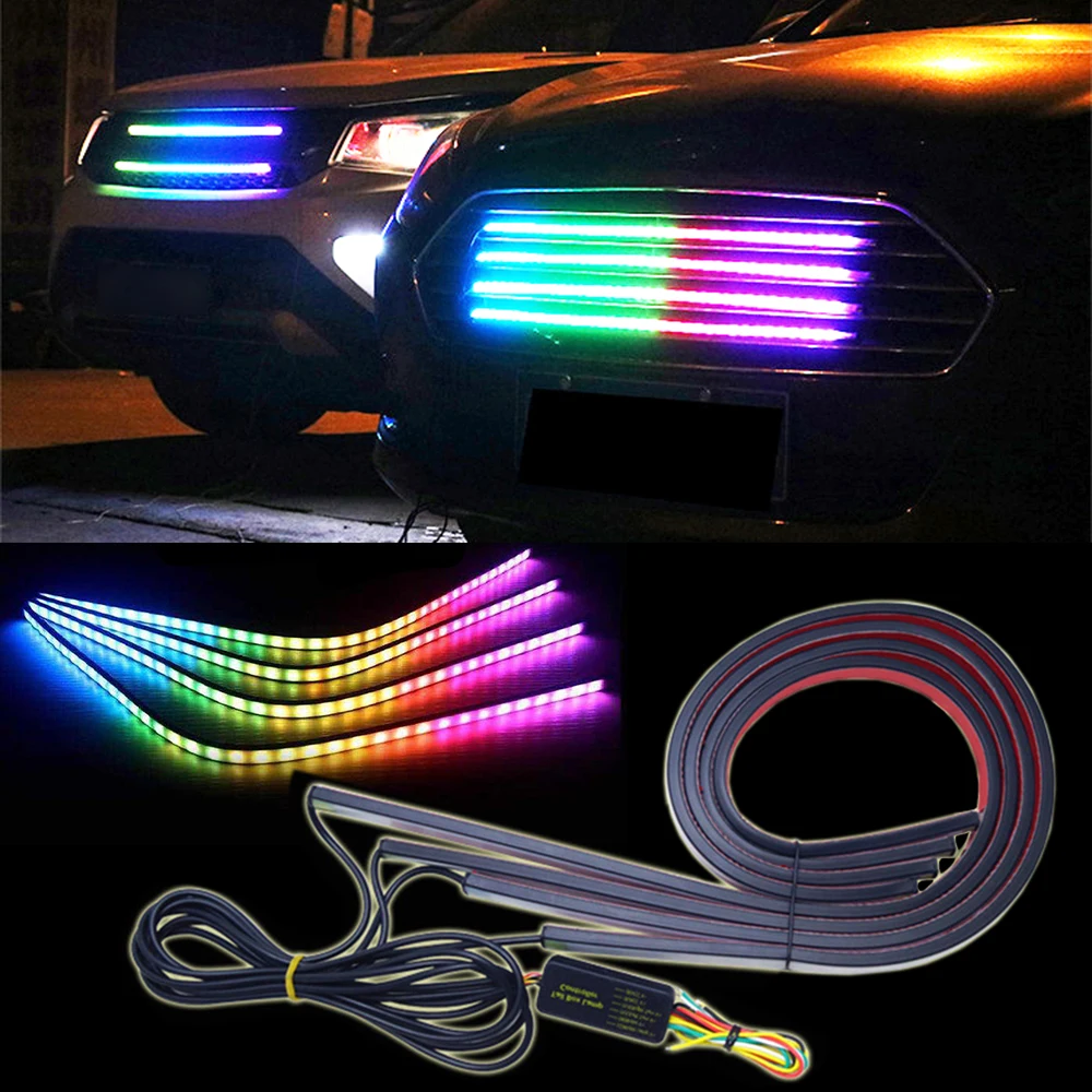 

4x 60cm Knight Rider RGB LED Strip Scanner Light Glowing Bar Multicolor Net Lamp RGB Colors Running Strip Light