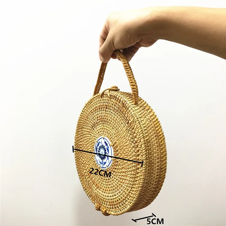 2018 Round Straw Bags DIY Women Summer Rattan Bag Handmade Woven Beach Cross Body Bag Circle Bohemia Handbag Bali Dropshipping (4)