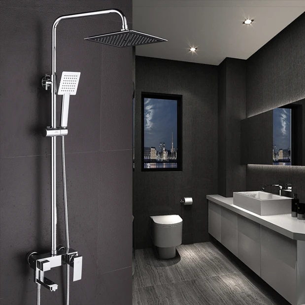 Shower Faucet Chrome Brass Wall Mount Square Big Rain Shower Set Faucet Bathroom Adjust Height Handheld Bathtub Mixer Tap 5811 Shower Faucet Chrome Brass Wall Mount Square Big Rain Shower Set Faucet Bathroom Adjust Height Handheld Bathtub Mixer Tap 5811