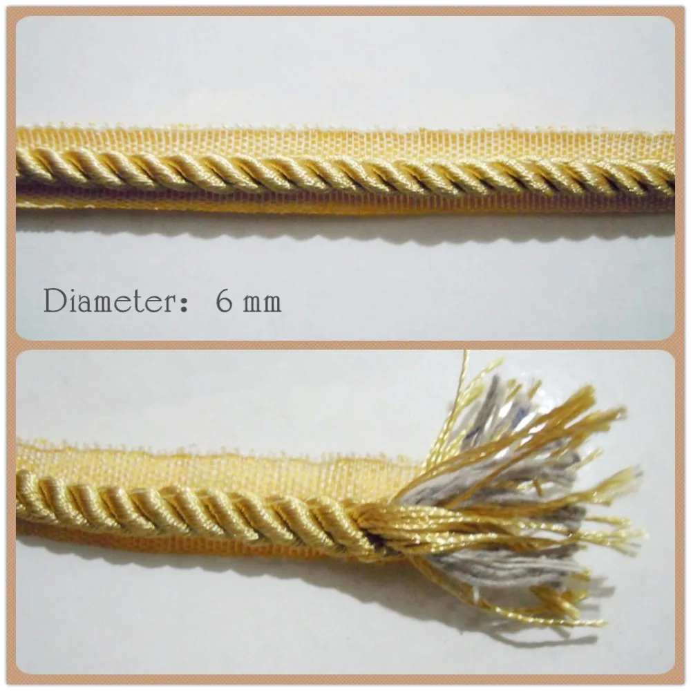 Quality Gold Rope Sofa Chair Pillow Embroidery Thread Core Three Strands Decorative Accessories 6/10 mm Diameter Sell by 5m/bale