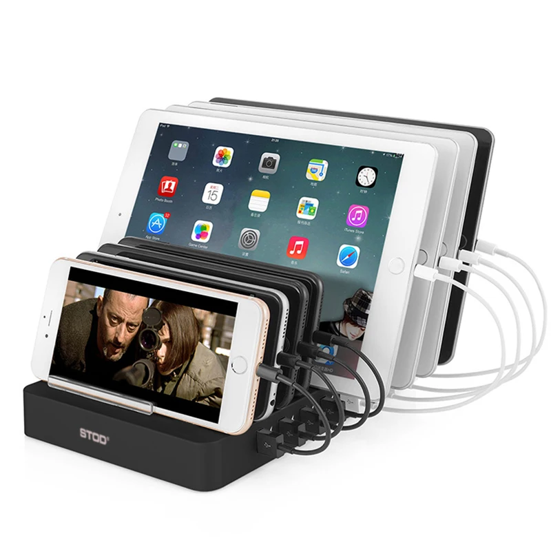 STOD Мульти USB зарядная станция Настольный держатель 8 портов Высокая мощность 96 Вт