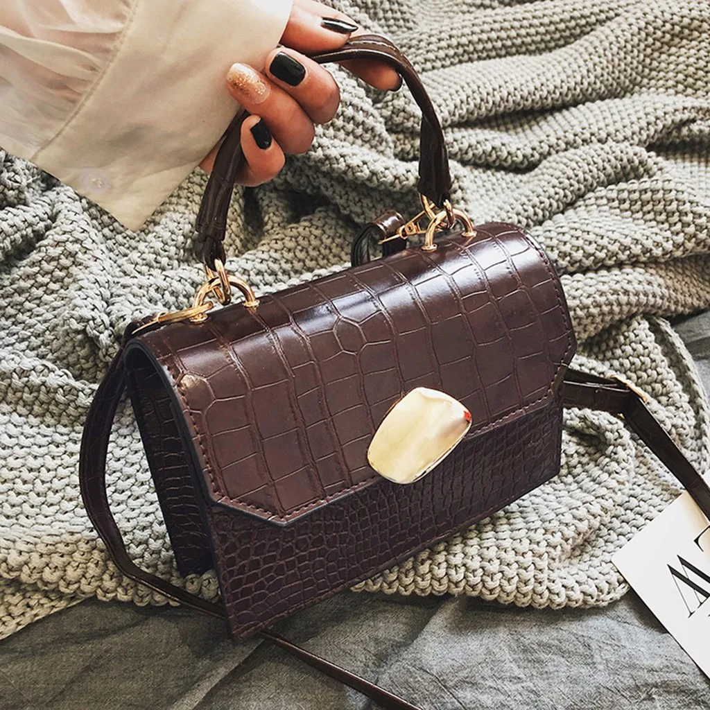 Винтажные женские сумочки с узором «крокодиловая кожа» Metel, модные маленькие квадратные сумки через плечо для женщин,#38