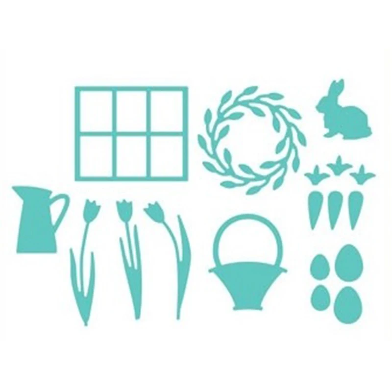 Rabbit Flower Window Sets Metal Cutting Dies Stencil for DIY Scrapbook Album Embossing Paper Cards Decoration Crafts Template