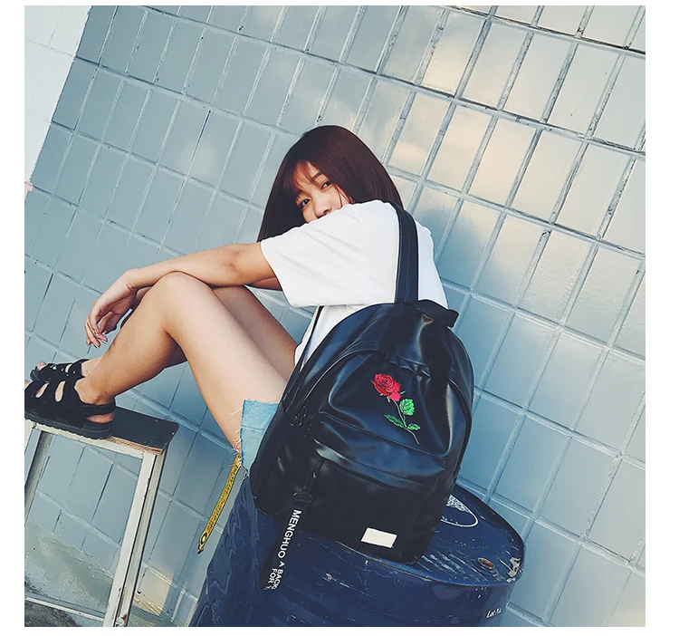 Menghuo Preppy Style School Backpack 2 Different Sizes Lovers Backpack Unisex PU Leather Backpack Travel Bags Teenagers Mochila (57)