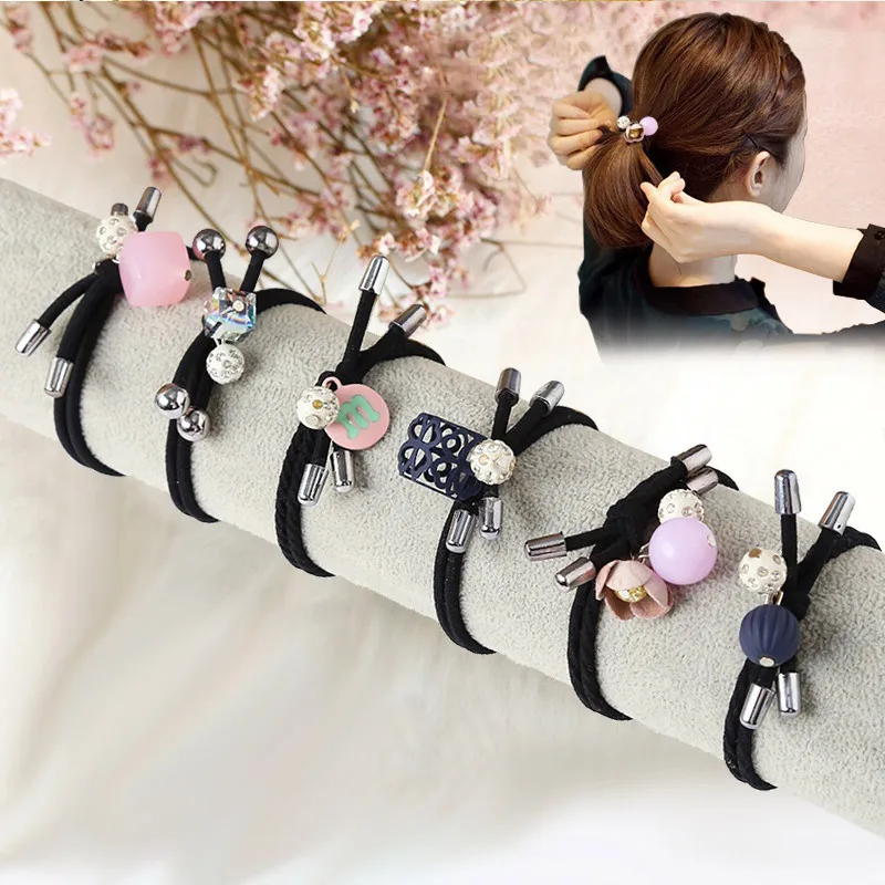 

Hot 6PCS/SET Novelty Lovely Flowers Elastic Hair Bands For Girl Handmade Bow Headband Scrunchy Hair Accessories For Women