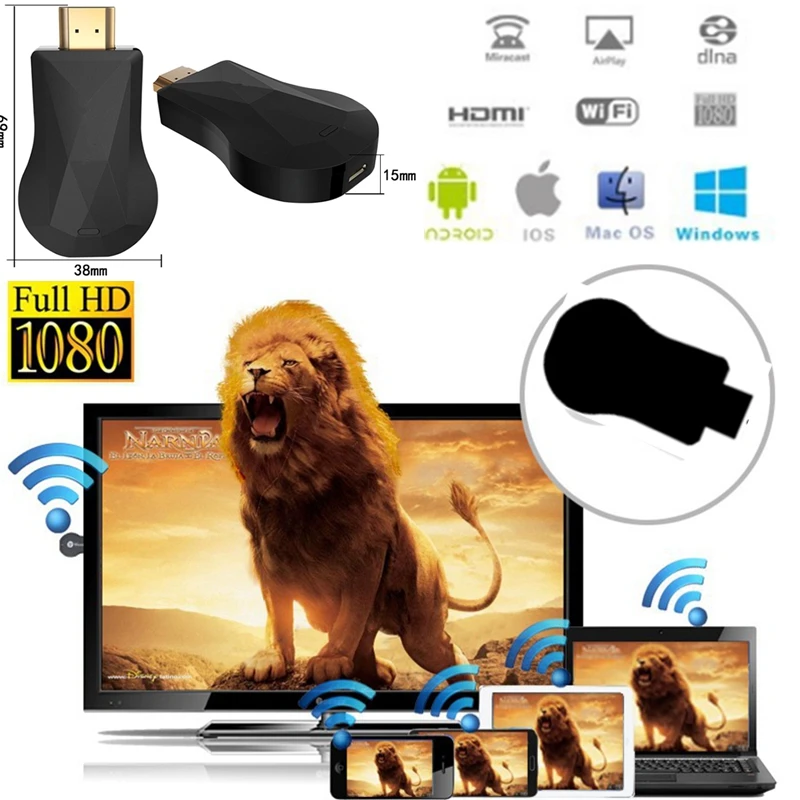 

WiFi Wireless Display Dongle For Netflix YouTube Chrome Cast AnyCast M2 Plus Airplay Receiver HDMI TV Stick Miracast