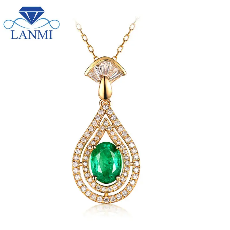 Цепочка с подвеской из желтого золота 14 карат изумрудами|necklace round pendant|necklace pendant
