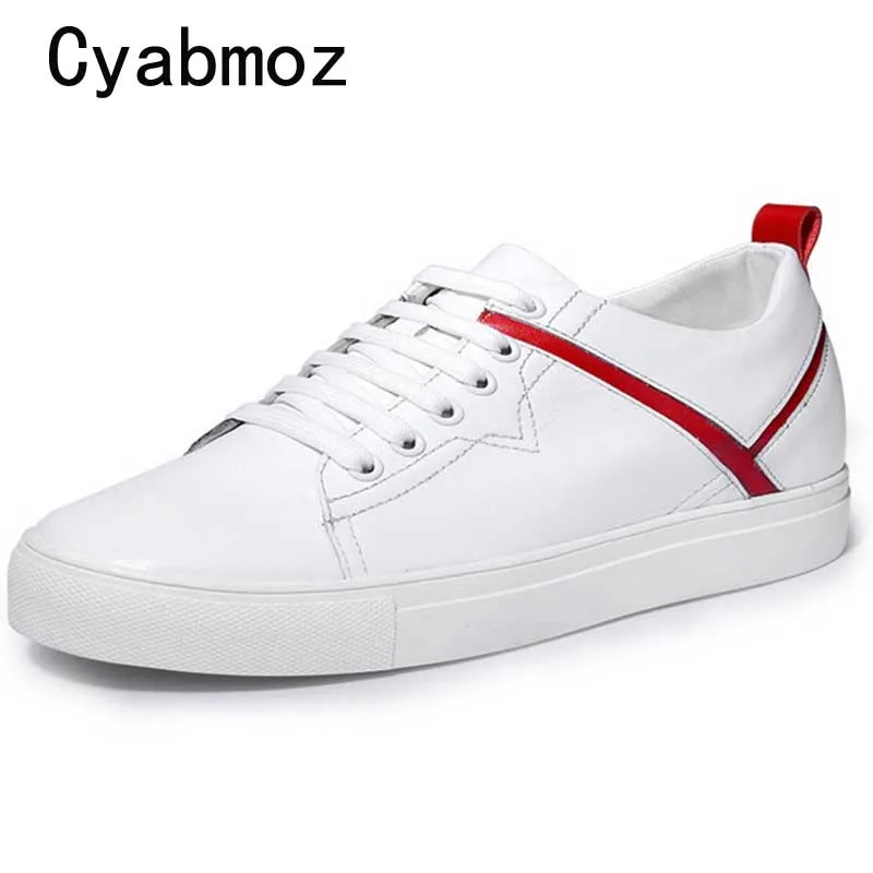 Male Sneakers Invisible Elevator Shoes For Men Height Increasing 6cm Man White Genuine Leather Casual chaussure homme | Обувь