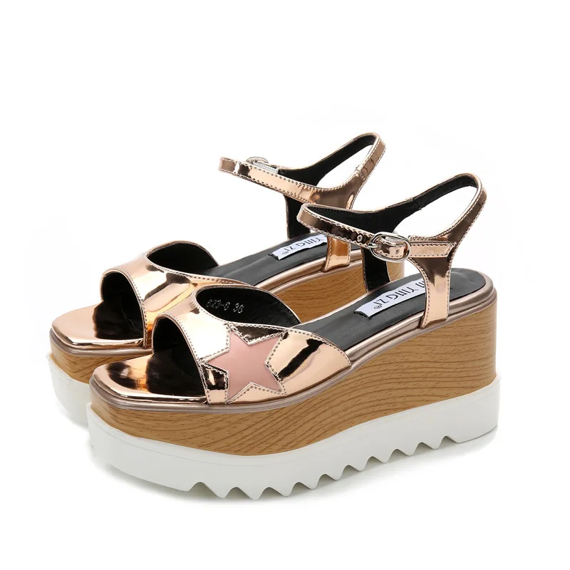 

2018 summer new thick-soled sandals wedge with high-heeled sandals fish mouth sandals women's shoes