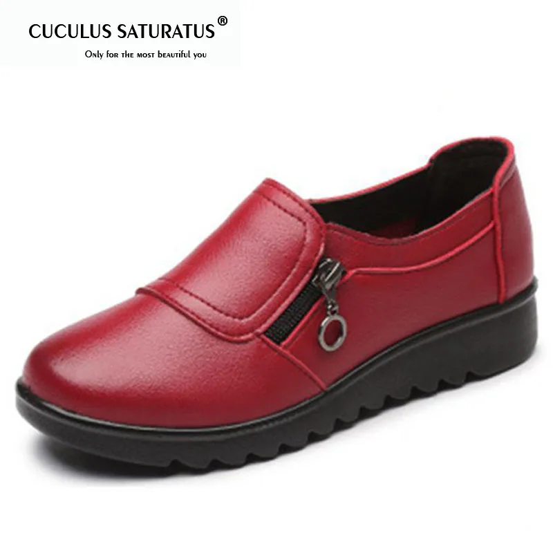 

Cuculus Autumn Women's Shoes Fashion Casual Women PU Leather Shoes Ladies Slip On Comfortable Plus Size Work shoes 1901