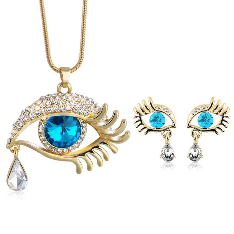 Wholesale Fashion Teardrop Eyes Jewelry Sets Classic Gold color ...